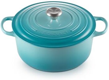 LE CREUSET Cocotte rotonda Evolution in ghisa vetrificata con Coperchio, diameter 28 cm, Blu Caribe, 21177281702430