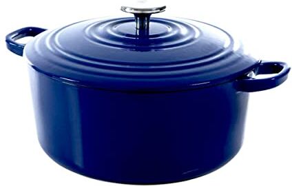 BK Pentola in Ghisa con Coperchio, Forno Olandese con Rivestimento Smaltato, Adatto all'Induzione, Forno e Lavastoviglie, 24 cm/4,2 L, Blu Scuro