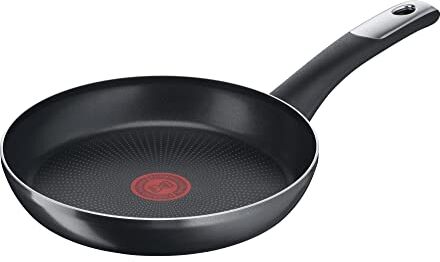 Tefal Hard Titanium Essential Padella da 28 cm, rivestimento antiaderente con particelle di titanio, indicatore di temperatura termico, lavabile in lavastoviglie, Made in France, nero