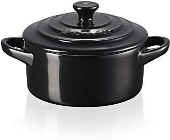 LE CREUSET Mini cocotte rotonda in gres vetrificato, 250 ml, diameter 10 cm, Nero Satinato,