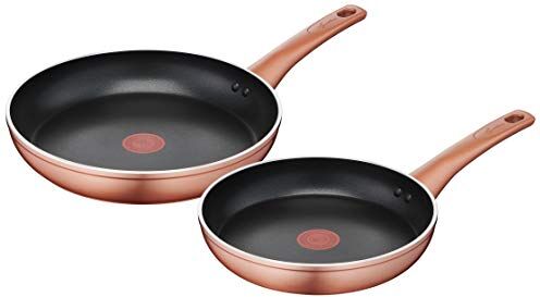 Lagostina Ramata Set Padelle Antiaderenti in Alluminio Ø 24/28 cm, Batteria di Pentole Gas e Forno con Indicatore Cottura Thermo-Signal, Manici Ergonomici in Bakelite