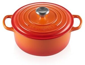 LE CREUSET Cocotte rotonda Evolution in ghisa vetrificata con Coperchio, diameter 20 cm, Arancione,