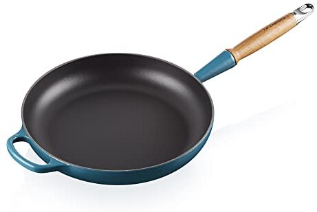 LE CREUSET Padella Evolution con manico in legno in ghisa vetrificata, diameter 28 cm, Deep Teal,