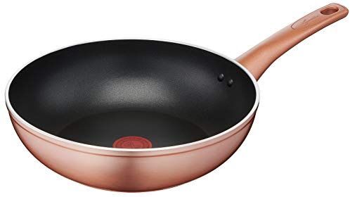 Lagostina Ramata Wok Antiaderente in Alluminio Ø 28 cm con Esterno Effetto Rame, Pentola Gas e Forno, Rivestimento Titanium Easy, Manico Ergonomico in Bakelite