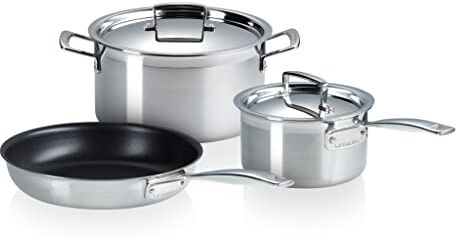 LE CREUSET Set 3 Pentole in Acciaio Inox,