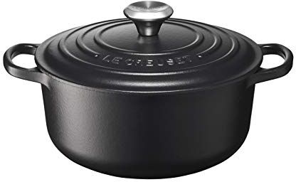 LE CREUSET Cocotte rotonda Evolution in ghisa vetrificata con Coperchio, diameter 20 cm, Nero,