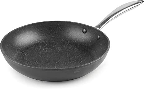 LACOR Padella antiaderente Tricapa, Padella in alluminio pressofuso, senza PFOA, manico ergonomico, adatta per tutte le cucine, 24 cm, nero