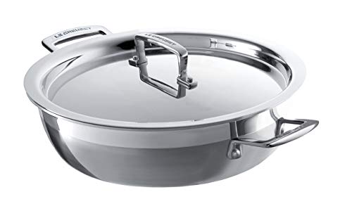 LE CREUSET Tegame Multistrato con Coperchio, diameter 26 cm, Acciaio Inox, Compatibile con Tutte le Fonti di Calore, 01000