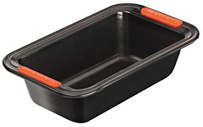 LE CREUSET Stampo per Plumcake, Rettangolare, 23.5 x 13.5 cm, Resistente alle Sostanze Acide, Finitura in Acciaio al Carbonio, Antracite,Arancio, 00000