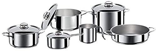 Bialetti 0 C7set10 pentola/da Cucina Suprema Set, 10 Pezzi, Acciaio Inossidabile, Argento, 50 x 40 x 5 cm