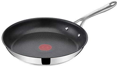 Tefal Jamie Oliver Padella 24 cm, acciaio inossidabile, antiaderente rinforzato con titanio, thermo-signal, forma profonda, adatta a gas, piano cottura, elettrico e induzione, facile da pulire