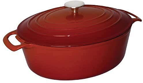 VOGUE , casseruola Creuset ovale rossa di grandi dimensioni 125 x 230 x 305 mm, 6 litri, in ghisa