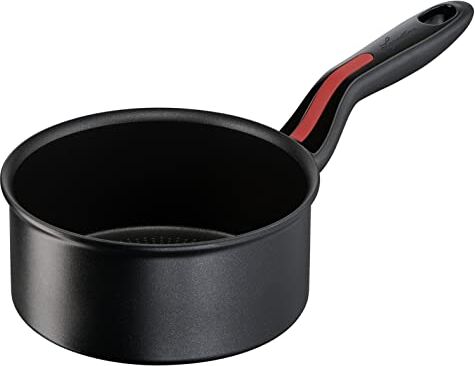 Lagostina Linea Rossa Casseruola Fonda Manico Lungo, Alluminio, Nero, Ø 16 cm, Pentola Induzione, Gas e Forno fino a 175 °C, Bordo a Versare, Manicature in Silicone Antiscivolo