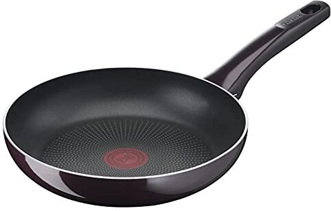 Tefal Resist Intense padella da 32 cm, antiaderente, protezione Flame Protect, resistente, con segnale termico, facile da pulire, sicura, colore bordeaux