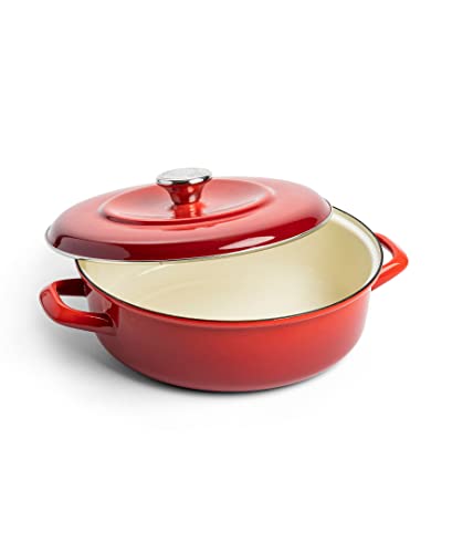 Merten & Storck Braiser in ferro smaltato tedesco 1873, colore: Rosso lava, 4QT