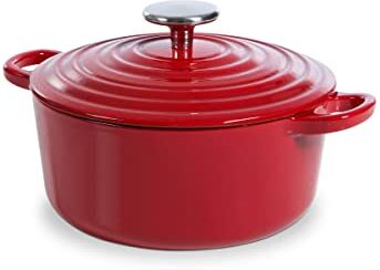 BK Pentola in Ghisa con Coperchio, Forno Olandese con Rivestimento Smaltato, Adatto all'Induzione, Forno e Lavastoviglie, 20 cm/2,5 L, Rosso