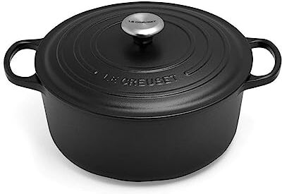 LE CREUSET Cocotte rotonda Evolution in ghisa vetrificata con Coperchio, diameter 28 cm, Nero,