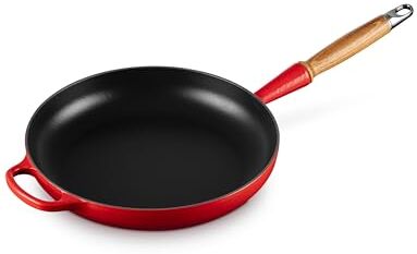 LE CREUSET Padella Evolution con manico in legno in ghisa vetrificata, diameter 28 cm, Ciliegia,