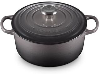 LE CREUSET Cocotte rotonda Evolution in ghisa vetrificata con Coperchio, diameter 24 cm, Flint, 21177244442430