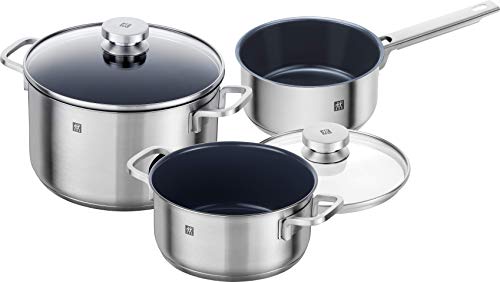 ZWILLING Focus Set di pentole, 3 pezzi, 2 coperchi, adatti a induzione, in acciaio INOX