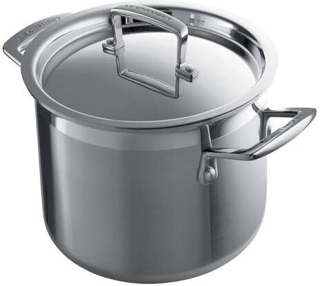 LE CREUSET Pentola con coperchio in acciaio inox, diameter 24 cm, Volume 5.3L, Ottimale per Tutte le Fonti di Calore, Induzione Inclusa, 96200724001000