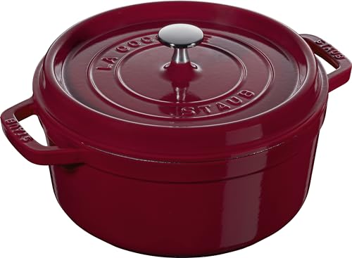 STAUB 40502-294-0 Casseruola Rotonda, 3.8 Litri, Cast Iron, Rosso (Bordeaux)