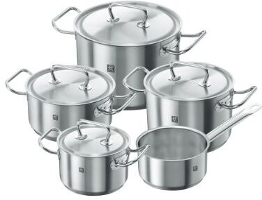 ZWILLING Set di Pentole, 5 Pezzi, 4 Coperchi, Adatto per Induzione, Acciaio Inox, Twin Classic