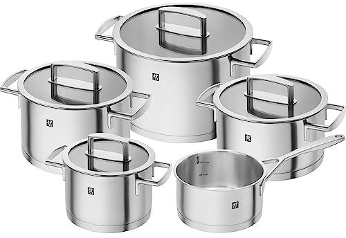 ZWILLING Set di Pentole, 5 Pezzi, 4 Coperchi, Adatto per Induzione, Acciaio Inox, Vitality