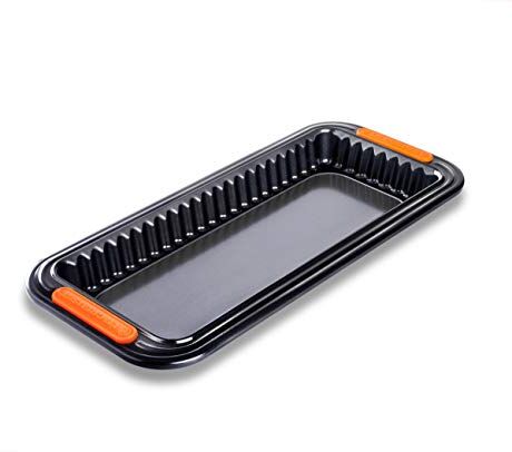 LE CREUSET Stampo Tortiera, Rettangolare, 33 x 13 x 3 cm, Resistente alle Sostanze Acide, Finitura in Acciaio al Carbonio, Antracite,Arancione,