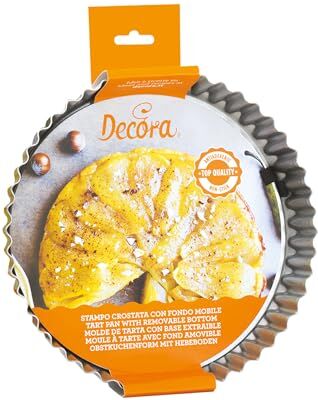 Decora ,  Stampo per Crostata con Fondo Mobile in Acciaio Antiaderente, Tonda Ø 30 X H 3,5 cm, Rende facile Sformare i Dolci, Design Professionale