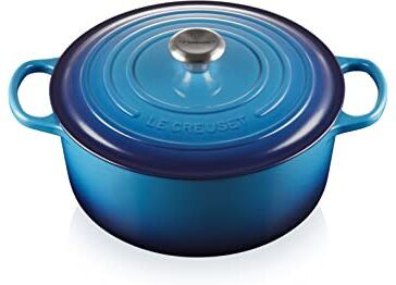 LE CREUSET Cocotte rotonda Evolution in ghisa vetrificata con Coperchio, diameter 28 cm, Azzurro,