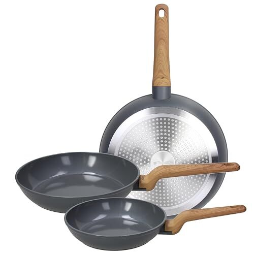 Tognana T-Care, Set 3 padelle 20/24/28 cm, alluminio, grigio scuro