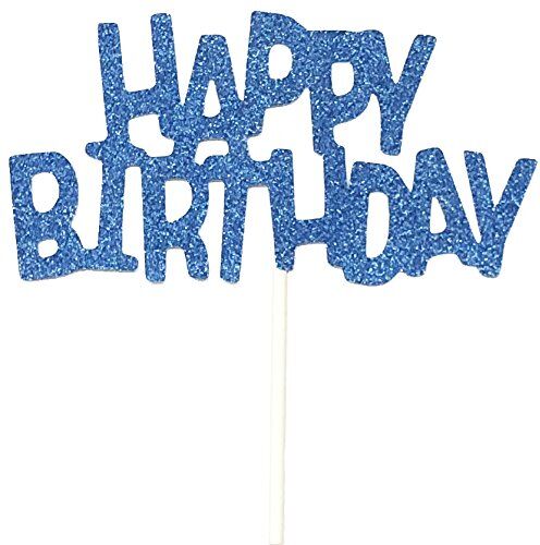 AILEXI A Mano 1 Torta Glitter Decoro Topper Buon Compleanno Festa Toppers Decorati Happy Birthday Blu