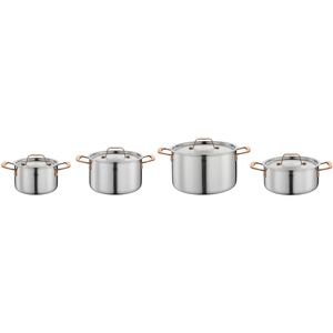 Spring GOURMET, set di 4 pentole multistrato con coperchio in acciaio inox, adatte al forno, con scala interna, pentola Ø 16, 20, 24 cm, pentola Ø 20 cm, oro rosa Spring GOURMET, set di 4 pentole multistrato con coperchio in acciaio inox, adatte al forno, con scala interna, pentola Ø 16, 20, 24 cm, pentola Ø 20 cm, oro rosa