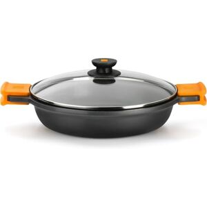 BRA Efficient Casseruola bassa con coperchio in vetro e manici di silicone, 28 cm, con antiaderente, adatta per induzione, Senza PFOA, Colore nero BRA Efficient Casseruola bassa con coperchio in vetro e manici di silicone, 28 cm, con antiaderente, adatta per induzione, Senza PFOA, Colore nero