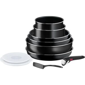 Tefal Ingenio Set di pentole da cucina, 10 pezzi, padelle, wok, coperchi, maniglia, non induzione, rivestimento antiaderente, impilabile, lavabile in lavastoviglie, made in Francia, Easy On Tefal Ingenio Set di pentole da cucina, 10 pezzi, padelle, wok, coperchi, maniglia, non induzione, rivestimento antiaderente, impilabile, lavabile in lavastoviglie, made in Francia, Easy On
