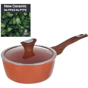 KASANOVA Casseruola con coperchio salmone New Ceramic (20 cm un manico) KASANOVA Casseruola con coperchio salmone New Ceramic (20 cm un manico)