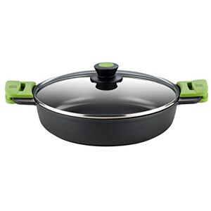 BRA Prior Casseruola bassa con coperchio in vetro e manici di silicone, Adatta a tutti i tipi di piani cottura, induzione inclusa e forno, 24 cm BRA Prior Casseruola bassa con coperchio in vetro e manici di silicone, Adatta a tutti i tipi di piani cottura, induzione inclusa e forno, 24 cm