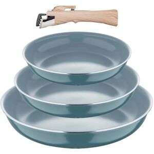 BERGNER , Set 4 padelle, 18, 20, 24 cm, con manico staccabile, Alluminio riciclato pressato, Rivestimento PPG Fusion, Compatibile con l'induzione, Verde BERGNER , Set 4 padelle, 18, 20, 24 cm, con manico staccabile, Alluminio riciclato pressato, Rivestimento PPG Fusion, Compatibile con l'induzione, Verde