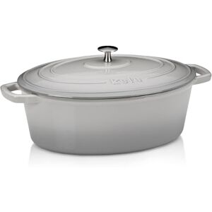 kela Casseruola ovale in ghisa 6 litri, forno olandese Calido per cottura a induzione con coperchio, pentola in ghisa per cuocere il pane, smaltato, grigio chiaro, grigio kela Casseruola ovale in ghisa 6 litri, forno olandese Calido per cottura a induzione con coperchio, pentola in ghisa per cuocere il pane, smaltato, grigio chiaro, grigio