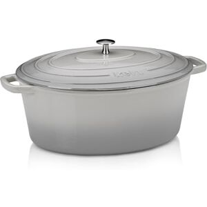 kela Teglia in ghisa ovale 9,3 litri, Dutch Oven CALIDO, teglia in ghisa per induzione con coperchio adatta al forno, pentola in ghisa smaltata, grigio chiaro kela Teglia in ghisa ovale 9,3 litri, Dutch Oven CALIDO, teglia in ghisa per induzione con coperchio adatta al forno, pentola in ghisa smaltata, grigio chiaro