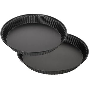 Zenker Set di 2 stampi per torte o quiche lorrene, piatto per torte, acciaio inossidabile, nero, diametro 28 cm e 30 cm Zenker Set di 2 stampi per torte o quiche lorrene, piatto per torte, acciaio inossidabile, nero, diametro 28 cm e 30 cm