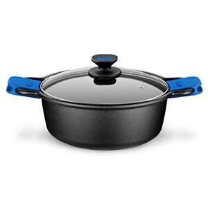 Monix Solid+ Casseruola alta, Coperchio in vetro e Manici di Silicone, Alluminio fuso, Nero e Blu, 4 litri, 24 cm Monix Solid+ Casseruola alta, Coperchio in vetro e Manici di Silicone, Alluminio fuso, Nero e Blu, 4 litri, 24 cm