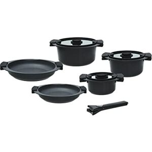 Tognana Avantspace, Set di pentole e 2 padelle antiaderenti, 3 casseruole, 3 coperchi trasparenti, salvaspazio con manico amovibile, 8 Pezzi, Alluminio, Nero, per gas e induzione Tognana Avantspace, Set di pentole e 2 padelle antiaderenti, 3 casseruole, 3 coperchi trasparenti, salvaspazio con manico amovibile, 8 Pezzi, Alluminio, Nero, per gas e induzione
