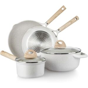 KASANOVA Set di 3 padelle da 20/24/28 cm, pentole con effetto granito antiaderente, padelle con rivestimento antiaderente effetto granito, set di pentole per tutti i piani cottura, incl. induzione KASANOVA Set di 3 padelle da 20/24/28 cm, pentole con effetto granito antiaderente, padelle con rivestimento antiaderente effetto granito, set di pentole per tutti i piani cottura, incl. induzione