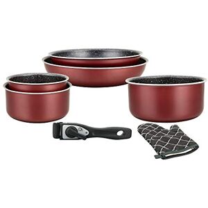 Herzberg Batteria di Cucina Set 3 Pentole Induzione e 2 Padelle Antiaderenti in Alluminio Forgiato Manici Amovibili Guanto da Cucina Incluso Compatibile Tutti i Fuochi Bordeaux Herzberg Batteria di Cucina Set 3 Pentole Induzione e 2 Padelle Antiaderenti in Alluminio Forgiato Manici Amovibili Guanto da Cucina Incluso Compatibile Tutti i Fuochi Bordeaux