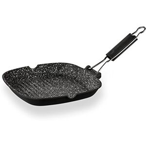 Barazzoni Le Cotture Speciali Bistecchiera, Alluminio Pressofuso con Rivestimento Marmotech a 5 Strati. Made in Italy, Nero Puntinato, cm 26 x 26 Barazzoni Le Cotture Speciali Bistecchiera, Alluminio Pressofuso con Rivestimento Marmotech a 5 Strati. Made in Italy, Nero Puntinato, cm 26 x 26