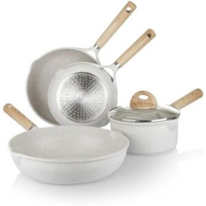 KASANOVA , Set di Pentole antiaderente Belly Cosy, batteria pentole antiaderente con Rivestimento Antigraffio e Antiabrasione e Manico Soft Touch (5 Pezzi) KASANOVA , Set di Pentole antiaderente Belly Cosy, batteria pentole antiaderente con Rivestimento Antigraffio e Antiabrasione e Manico Soft Touch (5 Pezzi)