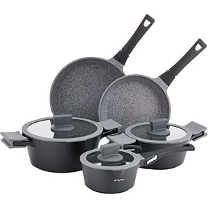 Tognana Ambiziosa, Batteria di pentole e padelle, Set con 2 padelle, 3 casseruole, 3 coperchi in vetro, 8 Pezzi, Alluminio, Nero Tognana Ambiziosa, Batteria di pentole e padelle, Set con 2 padelle, 3 casseruole, 3 coperchi in vetro, 8 Pezzi, Alluminio, Nero