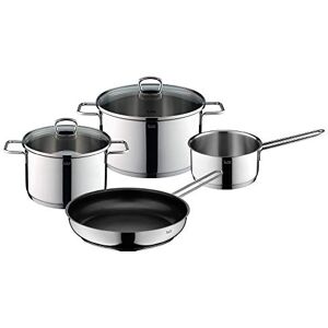 Silit Alicante Set di 4 pentole con coperchio in vetro, pentole a induzione, in acciaio inox lucido, non rivestito, adatto al forno, antiruggine 18/10 Silit Alicante Set di 4 pentole con coperchio in vetro, pentole a induzione, in acciaio inox lucido, non rivestito, adatto al forno, antiruggine 18/10
